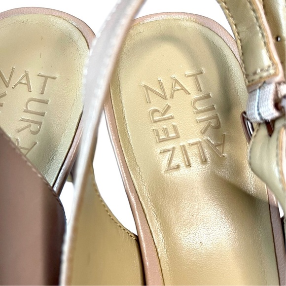 Naturalizer Ferris Rosey Taupe Leather Fashion Sandals Sz8 Platform Block Heel - Picture 8 of 11